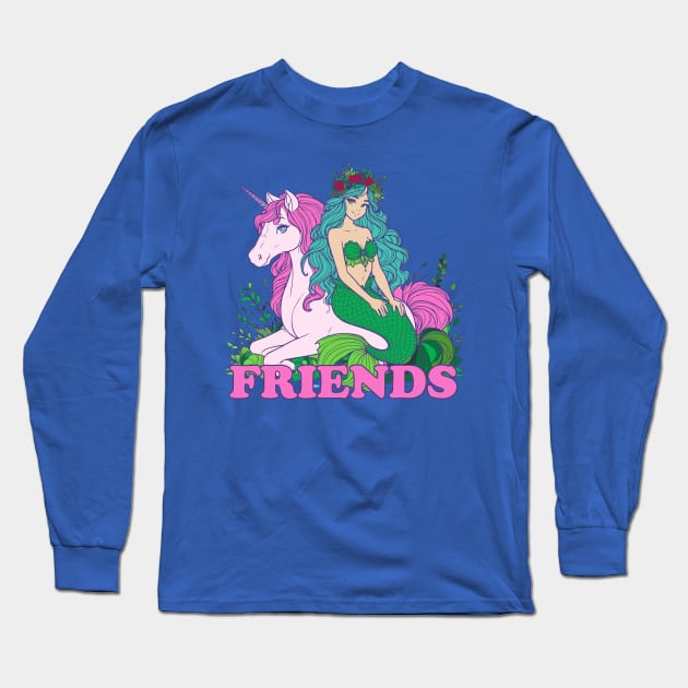 Mermaid and Unicorn: Friends Long Sleeve T-Shirt by DavesTees